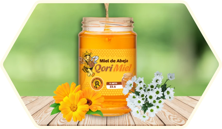 Imagen de un frasco de miel de abeja qorimiel
